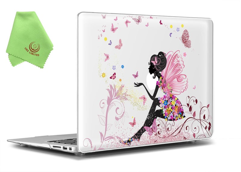 UESWILL Air 13-inch Creative Design Smooth Hard Shell Case Cover Compatible with Older Version 2010-2017 Release MacBook Air 13 inch (Model A1466 / A1369) + Microfibre Cleaning Cloth,Fairy - Image 1